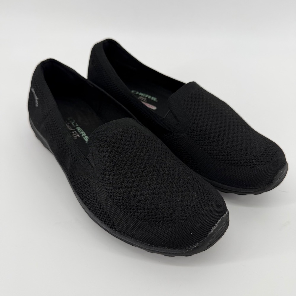 Skechers Slip On Shoes Womens 8.5 Black Relaxed Fit 49679S Memory Foam Flats